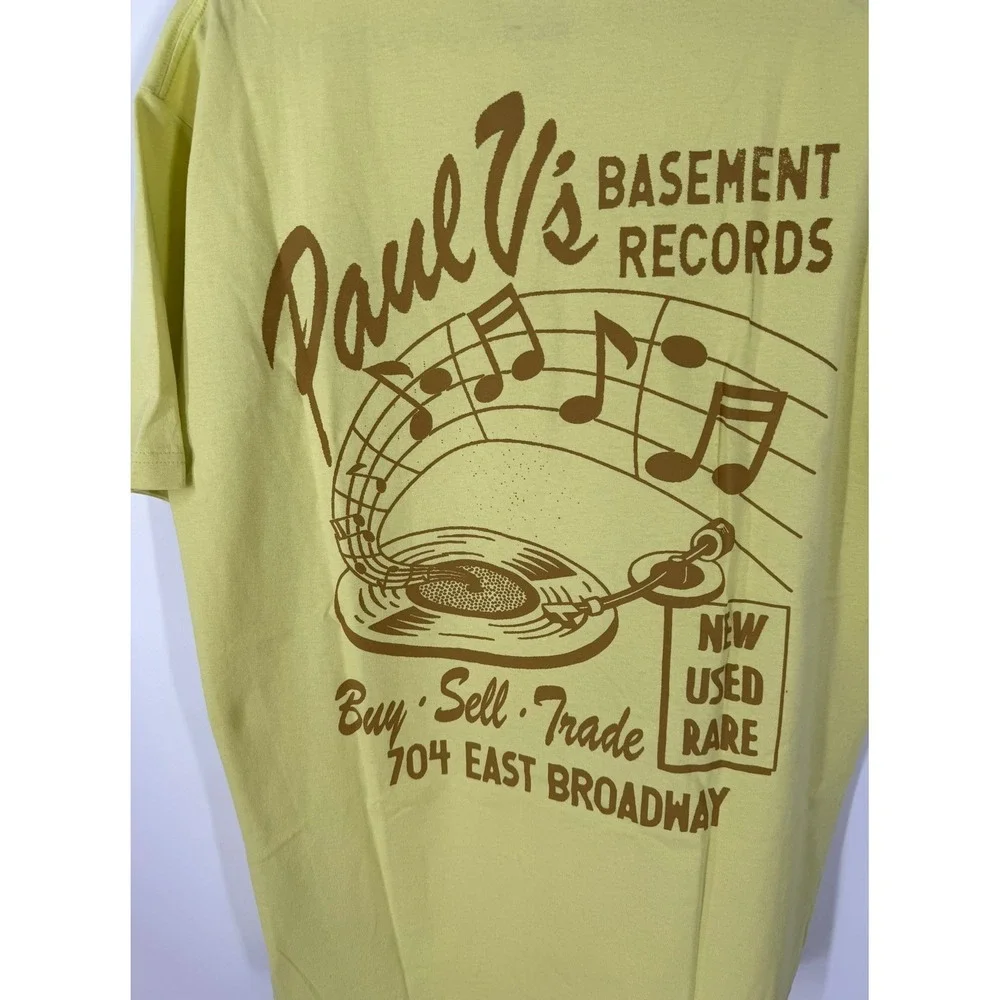 Vans Mens Paul V's Basement Records Graphic T-Shirt Lime Green Size XXL